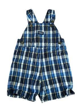 OshKosh B'gosh Navy, Light Blue & White Plaid Short Overalls